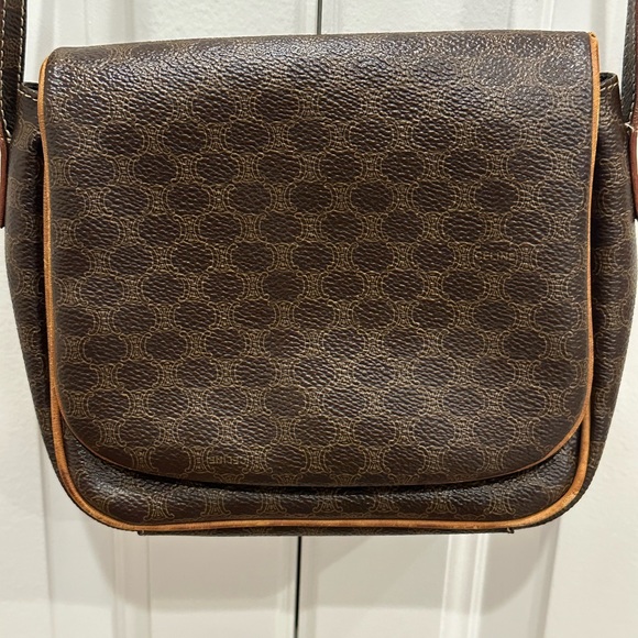 Céline, Pre-Loved Brown Coated Canvas Macadam Shoulder Bag. - Picture 3 of 16